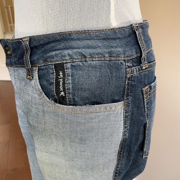 Ellus two tone straight leg mid rise jeans - Picture 5 of 8